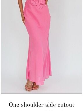 Pink One-Shoulder Side Cutout Maxi Skirt
